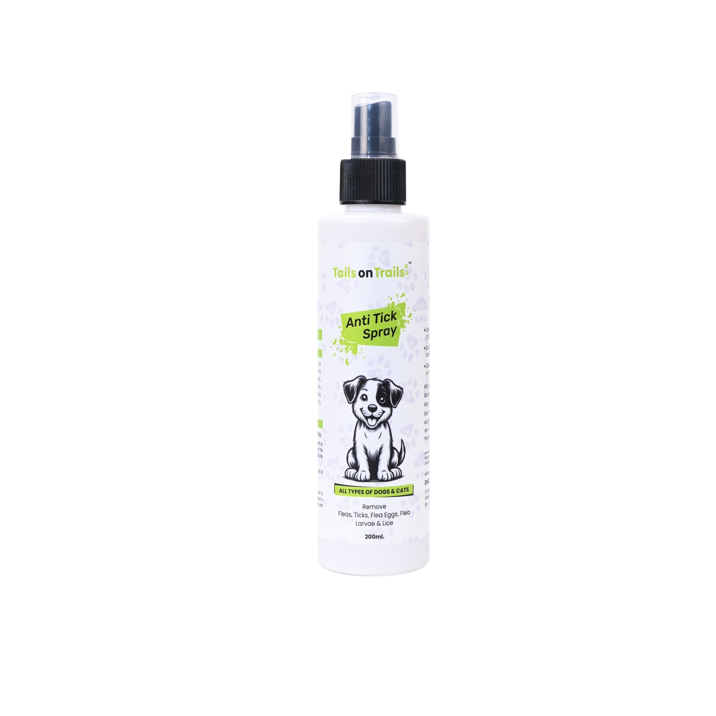 Tails on Trails, Anti-Tick & Flea Body Spray for Dogs, Cats & Puppies | Kills Ticks & Fleas | Relieves Itching, Scratching & Irritation | Daily Use, Chemical-Free for All Breeds, 200 ml