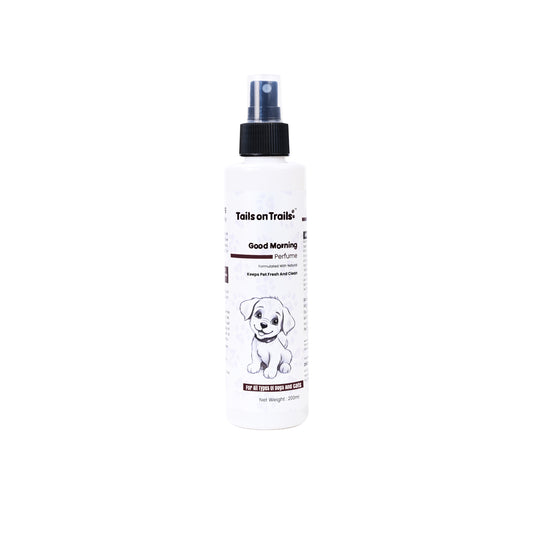 Tails on Trails Good Morning Perfume Spray - 200 ml | Long Lasting Natural Deodorizer for Dogs | Grooming Essential | for All Types of Dogs & Cats