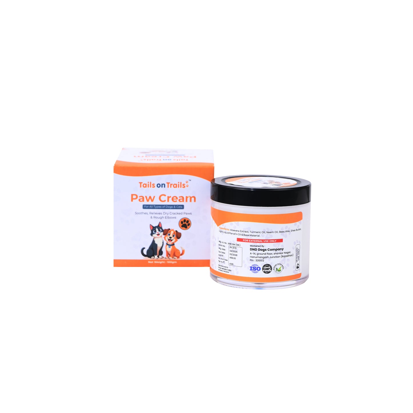 Tails on Trails Natural Paw Cream for Dogs & Cats | Lick Safe Paw Cream for Cracked & Dry Paws and Nose | Heals, Repairs & Moisturizes Paws, Elbows & Dry Itchy Nose