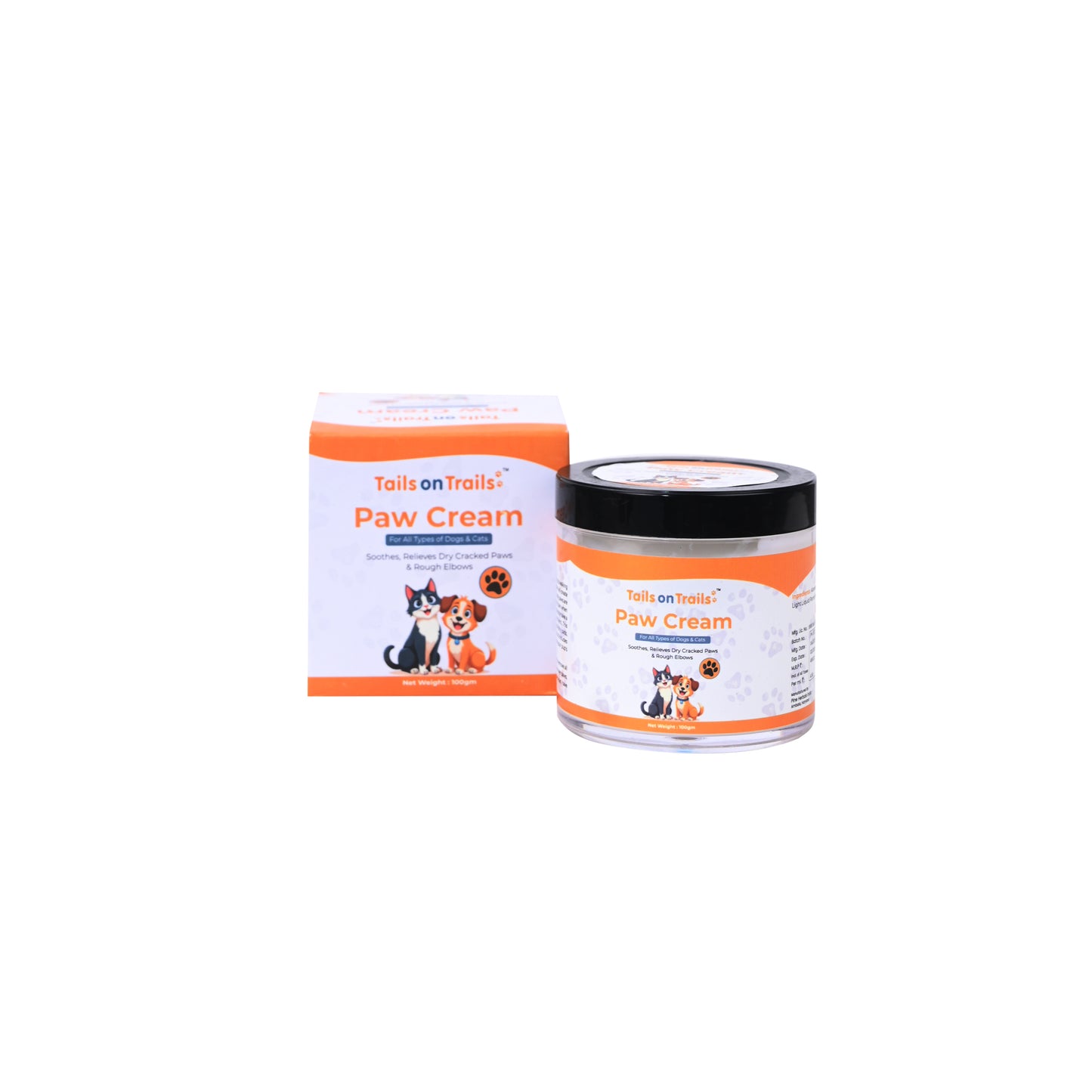 Tails on Trails Natural Paw Cream for Dogs & Cats | Lick Safe Paw Cream for Cracked & Dry Paws and Nose | Heals, Repairs & Moisturizes Paws, Elbows & Dry Itchy Nose
