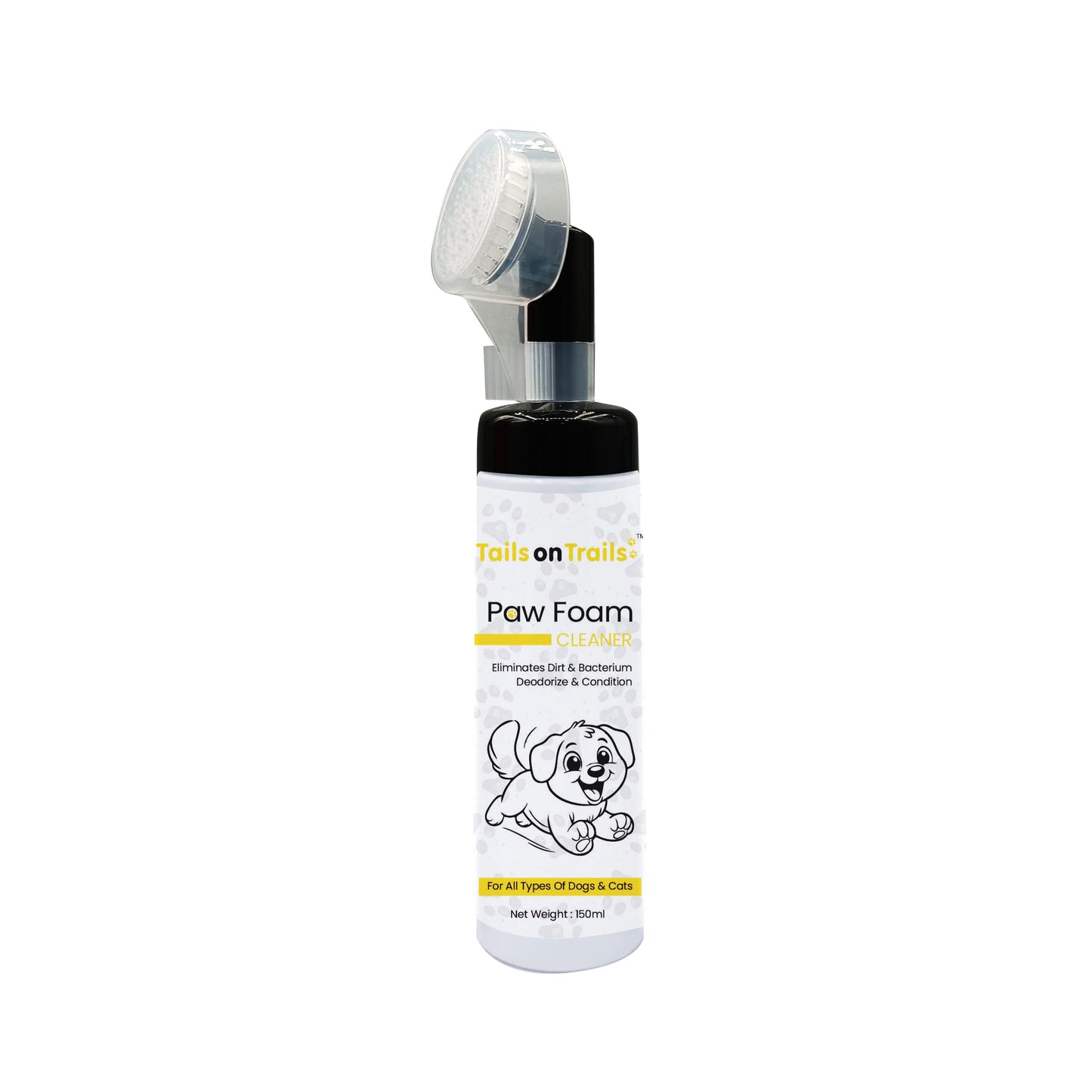 Tails on Trails Pet Paw Care Set for Dogs & Cats, Foam Cleaner with Brush 150ml and Natural Paw Cream 100g | Moisturizes, Heals Cracks & Cleans Dirt
