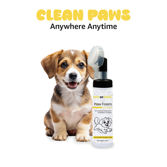 Tails on Trails Pet Paw Care Set for Dogs & Cats, Foam Cleaner with Brush 150ml and Natural Paw Cream 100g | Moisturizes, Heals Cracks & Cleans Dirt