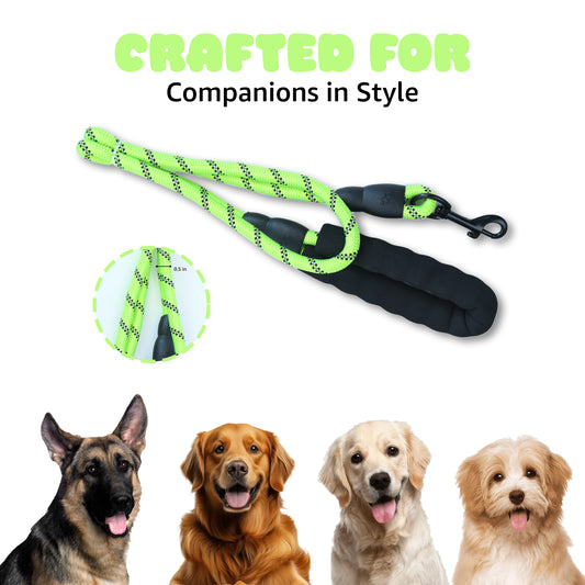 Tails on Trails Heavy Duty Dog Leash | Reflective Rope with Padded Handle, Anti-Slip Grip | Width  6,8&10 mm.
