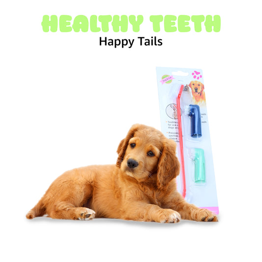 Tails on Trails Cleaning Dental Toothbrush Set | Cats and Dogs | Finger Toothbrush Suitable for Dogs, Puppies, Cats, and Small Pets