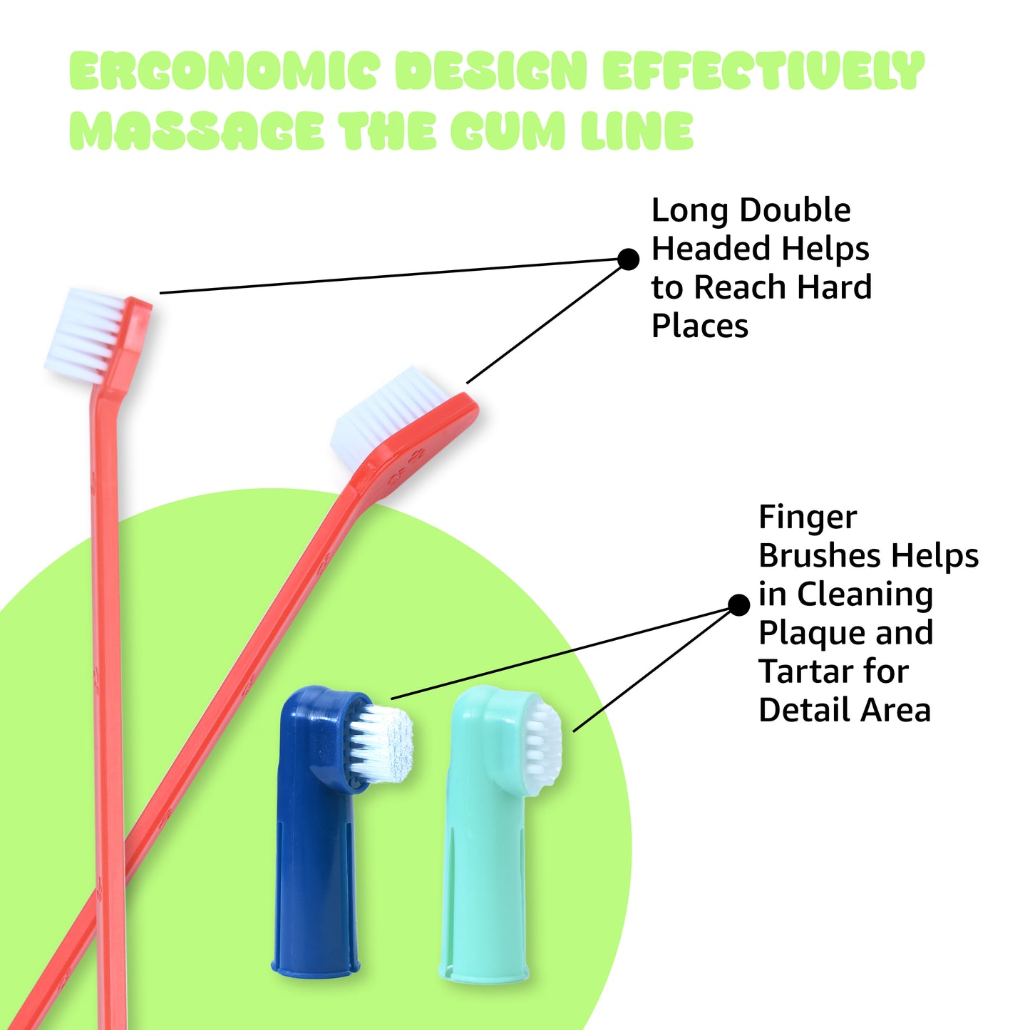 Tails on Trails Cleaning Dental Toothbrush Set | Cats and Dogs | Finger Toothbrush Suitable for Dogs, Puppies, Cats, and Small Pets