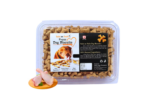 Tails on trails Homemade Real Chicken Dog Biscuits for Puppy I Chicken Flavour,Supports Digestion & Immunity | 100% Natural | 500g Pack