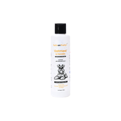 Tails on Trails Oatmeal and Keratin Shampoo With Conditioner | Improves Hair Quality & Adds Shine, Moisturize Dry Skin, Itch Relief | Enriched with Oatmeal Extract | for All types of Dogs & Cats 200ml