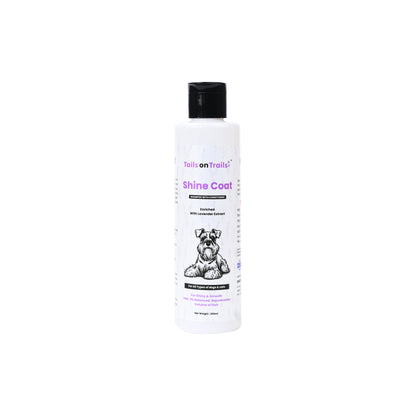 Tails on Trails Shine Coat Shampoo for Shiny & Smooth Hair | Ph Balanced Rejuvenates Volum of Hair 200ml | Enriched with Lavender Extract | Shampoo with Conditioner | for All Types of Dogs & Cats