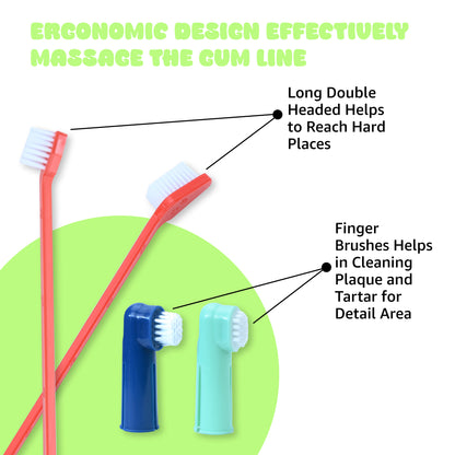Tails on Trails Cleaning Dental Toothbrush Set | Cats and Dogs | Finger Toothbrush Suitable for Dogs, Puppies, Cats, and Small Pets